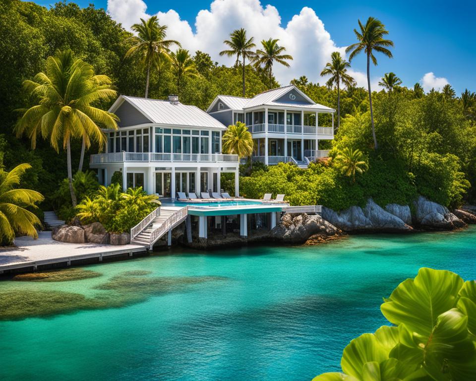 Luxury vacation homes on an island